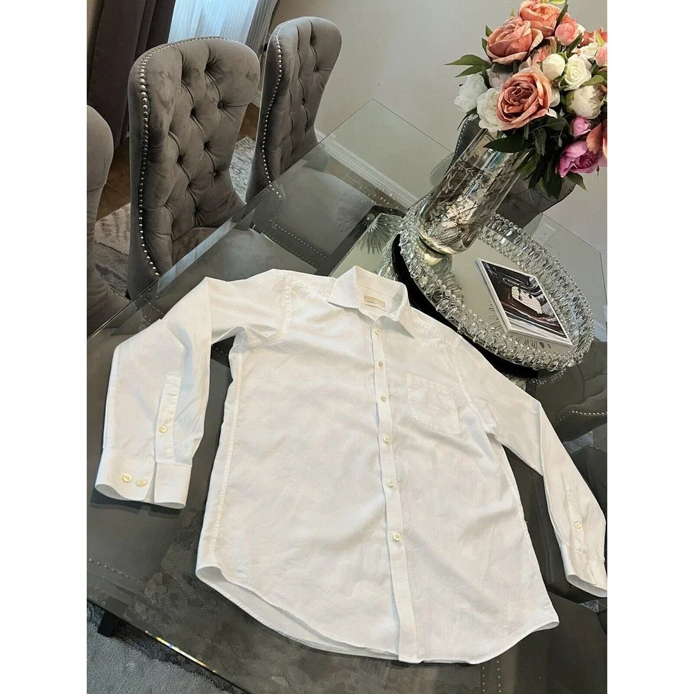 Michael Kors Shirt Mens L Large White Button Up Long Sleeve Casual Cotton Adult - Picture 3 of 16